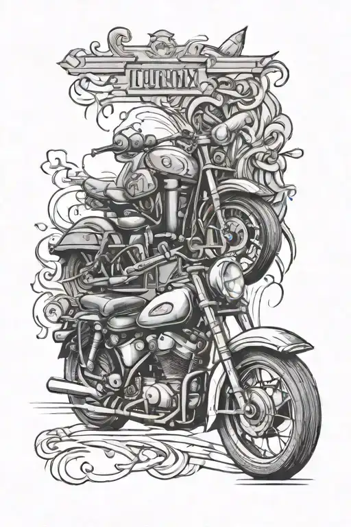 Incorporate symbols of family and Italy into a tattoo design that includes elements of motorcycles and carpentry tattoo design idea