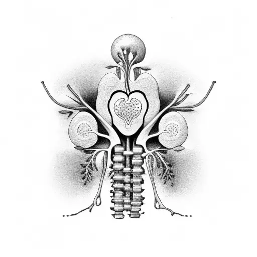 anatomically correct organ with plant elements, minimalist tattoo design idea