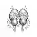 anatomically correct organ with plant elements, minimalist, high contrast, dotwork  tattoo design idea