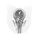 anatomically correct organ with plant elements, minimalist, high contrast, dotwork  tattoo design idea