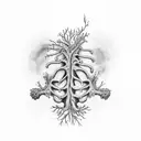 anatomically correct organ with plant elements, minimalist, high contrast, dotwork  tattoo design idea
