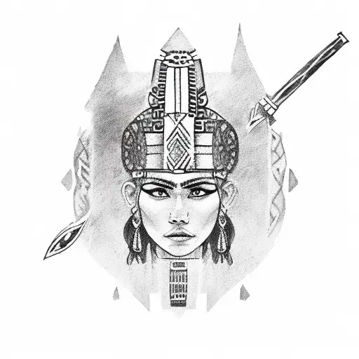 aztec warriors women's  tattoo design idea