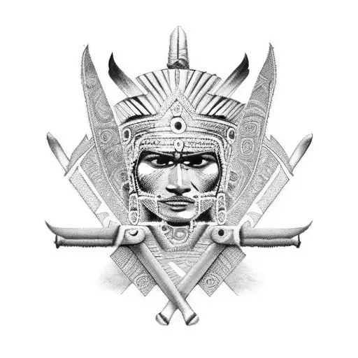 aztec warriors women's  tattoo design idea