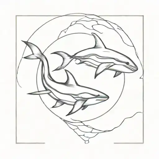 great white shark and orca yin yang tattoo design idea