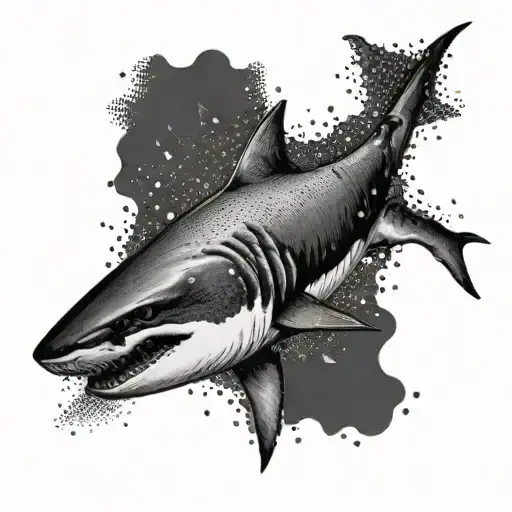 great white shark swimming tattoo design idea
