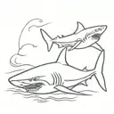 great white shark swimming tattoo design idea