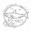 great white shark swimming tattoo design idea