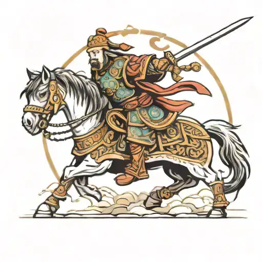 mongol warrior wielding a sword tattoo design idea