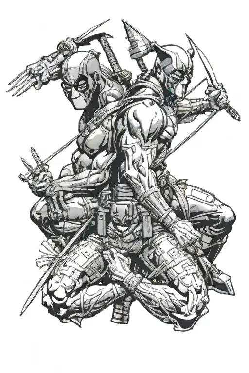 Deadpool and Wolverine tattoo design idea