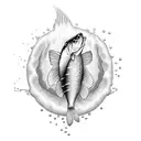 A dotwork tattoo of a largemouth bass leaping out of the water tattoo design idea