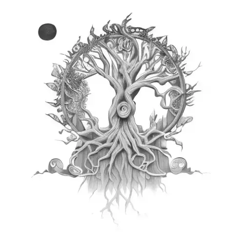 Black and Grey “A Tree Of Life” Tattoo Idea - BlackInk AI