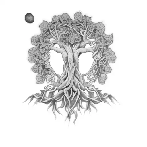 Black and Grey “A Tree Of Life” Tattoo Idea - BlackInk AI