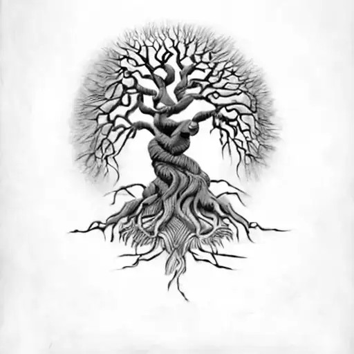 Black and Grey “A Tree Of Life” Tattoo Idea - BlackInk AI