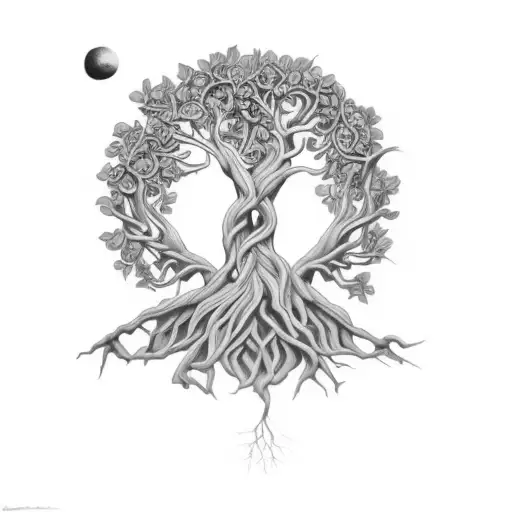 Black and Grey “A Tree Of Life” Tattoo Idea - BlackInk AI