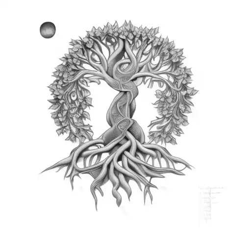 Black and Grey “A Tree Of Life” Tattoo Idea - BlackInk AI