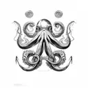 Anchor octopus tattoo design idea