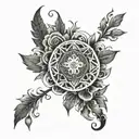 Associated with creativity, full of energy and joy, the background is gloomy tattoo design idea