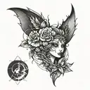 Associated with creativity, full of energy and joy, the background is gloomy tattoo design idea