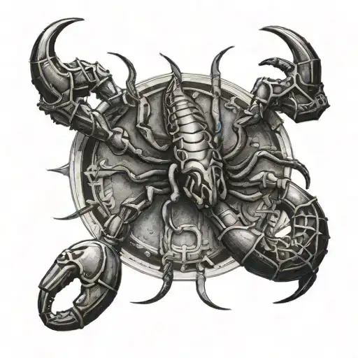 scorpion being pierced by crucifixion nail tattoo design idea