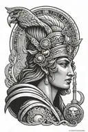 goddess athena wearing godly robes tattoo design idea