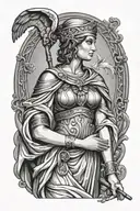 goddess athena wearing godly robes tattoo design idea