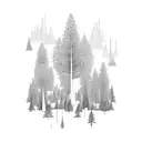 A stock market graph transforming into a forest of trees tattoo design idea