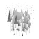 A stock market graph transforming into a forest of trees tattoo design idea