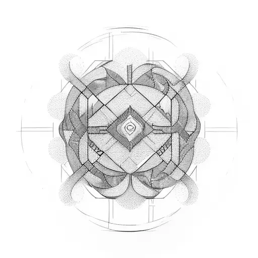 A geometric design incorporating the words 'Rise' and 'Pain' in an abstract way, symbolizing personal growth and embracing challenges tattoo design idea