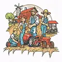 Farming scene tattoo design idea