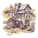 Farming scene tattoo design idea