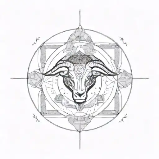 A fusion of zodiac signs Aries, Taurus, and Gemini in the centre tattoo design idea