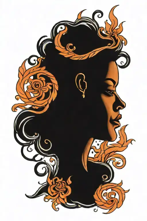 the word princess with Scorpio zodiac sign with fire flames under it with the i dotted with a crooked crown tattoo design idea