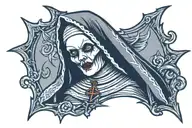 Spooky evil nun tattoo design idea