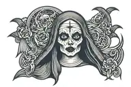 Spooky evil nun tattoo design idea