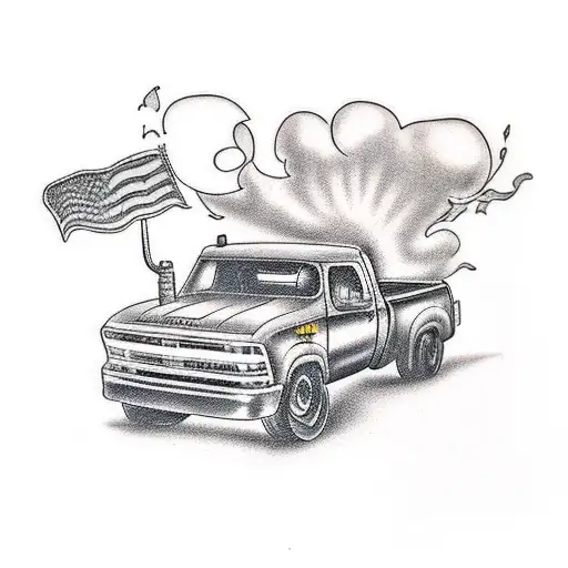 Welding theme with lifted truck and money  tattoo design idea