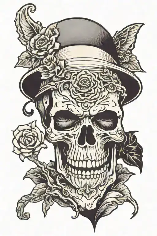 skull speak no evil tattoo design idea