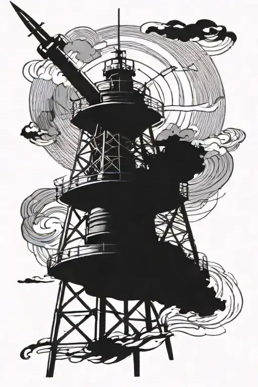 radio tower paint brush tattoo design idea