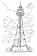 radio tower paint brush tattoo design idea