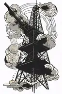 radio tower paint brush tattoo design idea