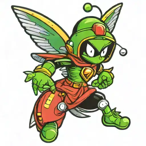 Marvin the Martian with wings surrounded tattoo design idea