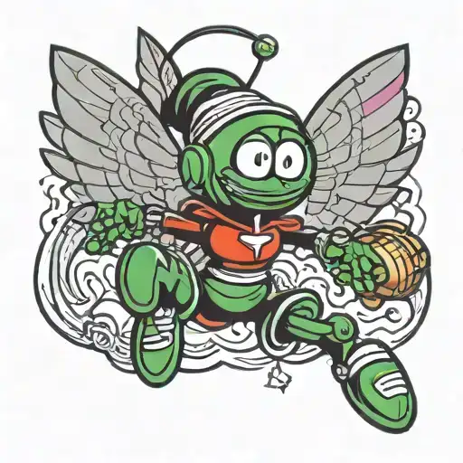Marvin the Martian with wings spread tattoo design idea