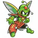 Marvin the Martian with wings surrounded tattoo design idea
