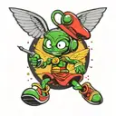 Marvin the Martian with wings surrounded tattoo design idea