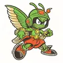 Marvin the Martian with wings surrounded tattoo design idea