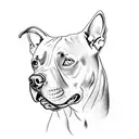 Pitbull face divided in a calm face and an angry face tattoo design idea