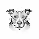 Pitbull face divided in a calm face and an angry face tattoo design idea