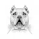 Pitbull face divided in a calm face and an angry face tattoo design idea