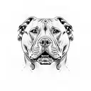 Pitbull face divided in a calm face and an angry face tattoo design idea