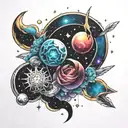 Galactic combined with quantum and Libra tattoo design idea