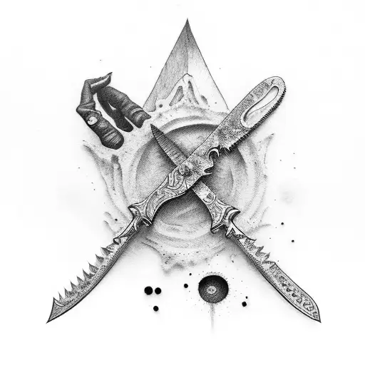 zombie hand holding knife  tattoo design idea